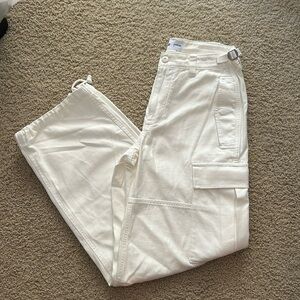 Aritzia White Wide Leg Cargo Pants
